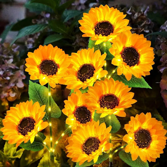 1/3 Head Solar Sunflower LED Light Outdoor Waterproof Garden Lawn Wedding Christmas Party Decoration Solar Powered Garland Lamp