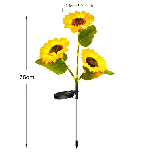 1/3 Head Solar Sunflower LED Light Outdoor Waterproof Garden Lawn Wedding Christmas Party Decoration Solar Powered Garland Lamp